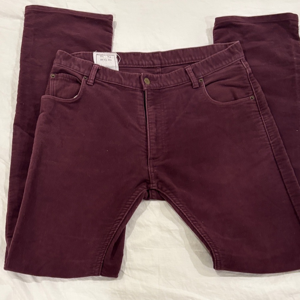 Billy Reid Men's Corduroy Pants in Deep Burgundy